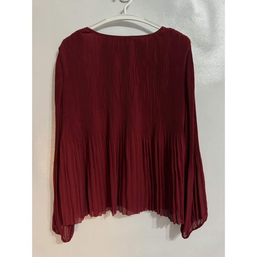 Quince Large Chiffon Pleated V Neck Blouse Romantic Feminine Poet Sleeve Top - Picture 6 of 9